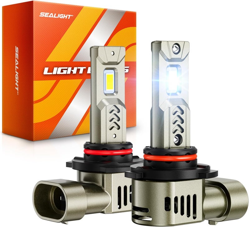 SEALIGHT 9005/HB3 لمبات LED 2025 تصميم حقيقي 1:1، 10X سطوع فائق لمبات L2S 9005، 6500K أبيض بارد، عمر افتراضي ممتد لأكثر من 20 سنة، حجم هالوجين 1:1 لاسلكي، توصيل وتشغيل خلال 3 دقائق، عبوة من 2 - Image 1